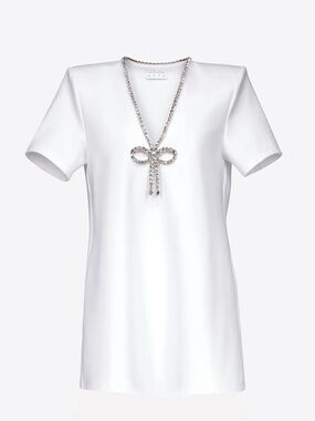 AREA Crystal Embellished Bow Mini Dress